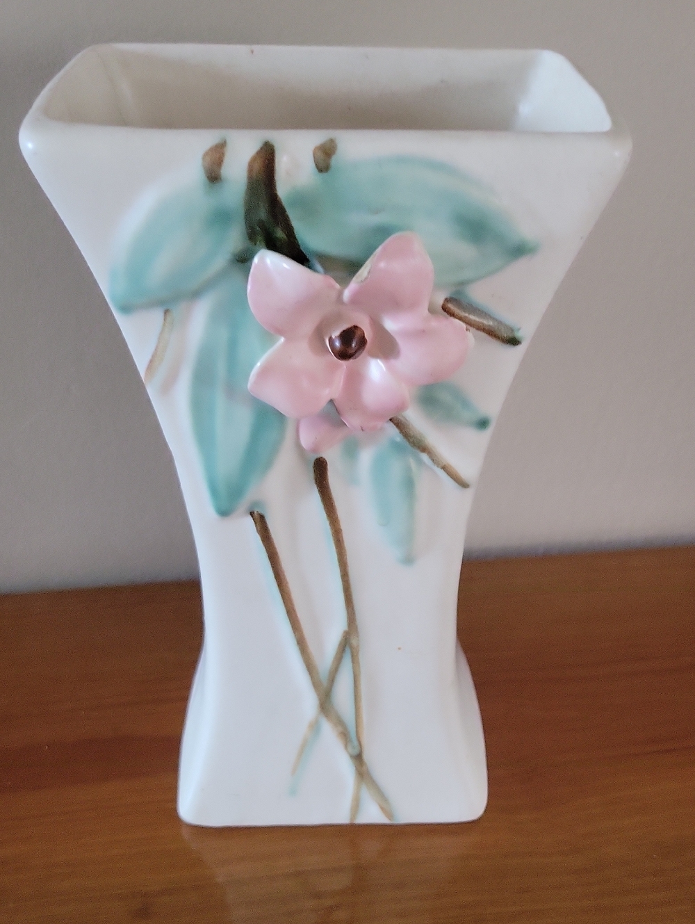 Vintage McCoy Pottery Vase With 3D Flower Accent